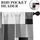 Black Grey Kitchen Window Curtains Valance and Tier Set, Dark Grey White Modern Rod Pocket Short Tier Curtain, Abstract Small Cafe Drapes for Kitchen Decor 52" x 24"