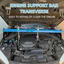 Engine Support Bar, 1100LBS, Transverse Hoist Dual Hooks | Steel frame, 1100LBS capacity, dual hooks, adjustable height, chain locking, rubber feet, engine transmission repair