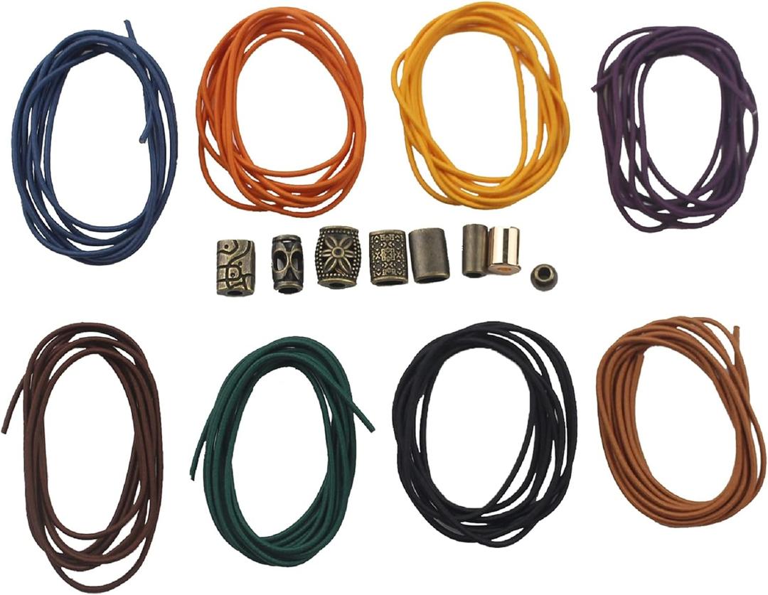 8 pcs Elastic Bands for TN Traveler Notebook, 8.8 Yard Elastic Rubber Cords with 8 Decorative Toggles DIY Repair Kit for Refillable Leather Traveler's Journal