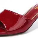 Women's Kitten Heels Sandals Low Heels Slip On Slides 2 Inch Heeled Square Open Toe Sandals for Women Size 7