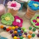 uxcell 50pcs Flower Sew on Patches, Crochet Floral Petals Handmade Crochet Flowers Appliques Embellishments for DIY Hair Clothes Wedding Party Craft, Black and White