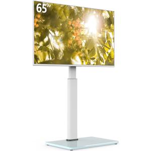 Swivel TV Floor Stand for 32-65 Inches TVs, 8 Level Height Adjustable Corner Small TV Stand Mount for Living Room/Bedroom, Holds up to 88 lbs,MAX VESA 400x400mm,White