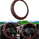 Bling Car Steering Wheel Cover, Non-Slip Elastic Stretch Leather Auto Steering Wheel Protector, Sparkling Diamond Vehicle Decor Accessories for Women Girls, Universal for Vehicles (Red)