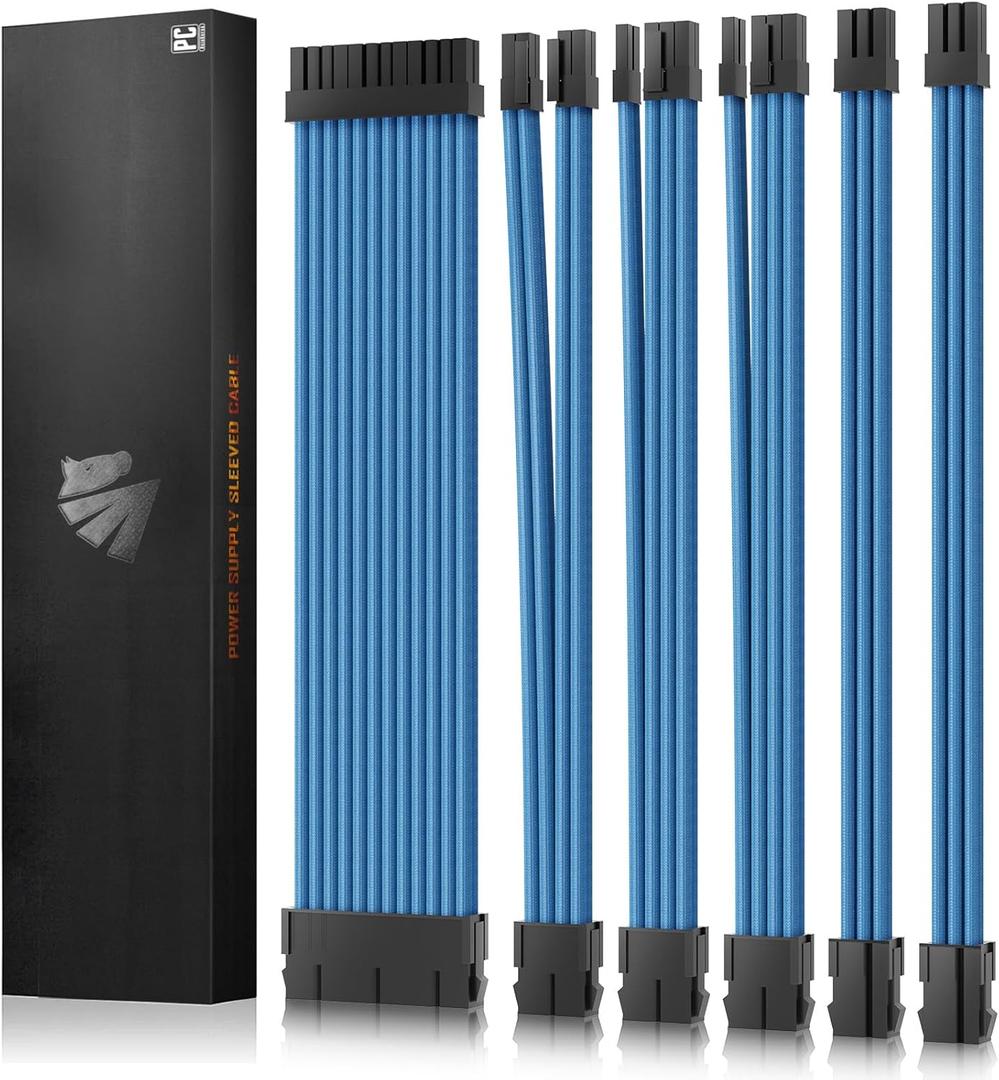 ASIAHORSE 16AWG PSU Cable Extension Power Cords, Customized Power Supply Mod Sleeve Extension Cable, ATX/EPS/8-pin PCI-E/6-pin PCI-E for PSU Cable