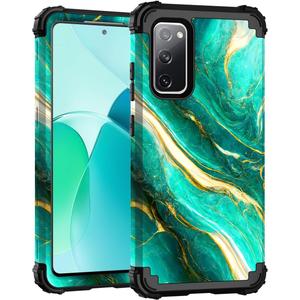 Hocase for Galaxy S20 FE 5G Case, Heavy Duty Shockproof Protection Soft Silicone Rubber+Hard Plastic Bumper Hybrid Protective Case for Samsung Galaxy S20 FE (6.5"") 2020 - Emerald Green