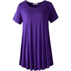 LARACE Plus Size Tops for Women Short Sleeve Shirts Casual Summer Clothes Round Neck Tunics for Leggings (3X, Deep Purple)