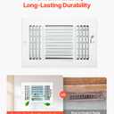 VEVOR 6 x 10 Inch Air Vent Covers, 6-Pack Return Air Vent Cover, HVAC 3-Direction Iron Vent Grilles for Wall & Ceiling, Rustproof Anti-Peeling Air Vents Deflector Adjustable with Metal Damper, White