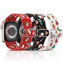 LETOID Christmas Band Design for Apple Watch 38mm 40mm 41mm 42mm 44mm 45mm 46mm 49mm, 3 Pack Elastic Nylon Strap Women Replacement Loop Wristband for iWatch Series Ultra 11 10 9 8 7 6 5 4 3 2 1 SE