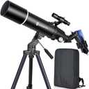Telescopes for Adults Astronomy, 80mm Aperture 600mm Refractor Telescope for Kids & Beginners, Compact and Portable Travel Telescopio with Backpack (Black)