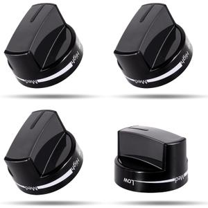 4 Pack WPW10339442 Whirl-Pool Stove Knobs Replacements, PS11753188 Whirl-Pool Stove/Gas/Oven Knobs, Cooktop Surface Burner Control Knobs Black, Replaces W10339442 AP6019877