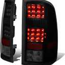 Auto Dynasty Rear Tail Lights Brake Lamps Compatible with 2007-2014 GMC Sierra 1500 2500HD 3500HD, Driver and Passenger Side Full LED DRL Brake Lamps, Black Housing Smoked Lens