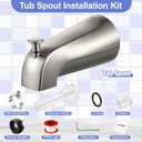 Enhon Tub Spout, Universal Fits 1/2'' Copper Pipe, 1/2'' IPS and 3/4'' IPS, Bathroom Bathtub Tub Faucet Replacement with Adapters(with Diverter,Brushed Nickel)