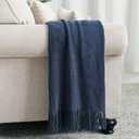 BOURINA Navy Throw Blanket 50x60 Inches Throw Textured Solid Soft Sofa Throw Couch Cover Knitted Decorative Blanket