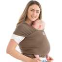 KeaBabies Baby Wrap Carrier - All in 1 Original Baby Carrier Newborn to Toddler Sling, Easy to Wear, Hands Free Bonding, Lightweight, Breathable Infant Wraps (Saddle Brown) (One Size (Pack of 1)