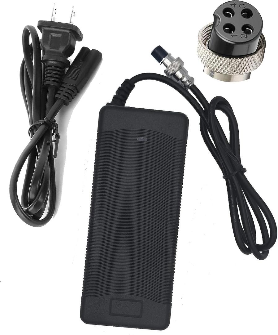 Electric Scooter Charger 4 Prong for Ninebot S/S-MAX/Mini PRO/Mini lite, 63V 2A 4-Pin Connector Battery Charger Replacement Accessories with Ninebot by Segway Go Kart