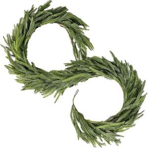 Christmas Norfolk Pine Garland 6 Ft Artificial Real Touch Norfolk Pine Garland Realistic Green Faux Greenery for Mantle Fireplace Stairs Table Christmas Decorations Indoor Outdoor Winter Holiday Decor