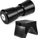 BBTO 2 Pack Black Boat Trailer Rollers and 2 Inch Boat Trailer Rubber Bow, Rubber Keel Roller V Span Bow Stop with 1/2" Mounting Hole Keel Roller Assembly Kit for Accessories Parts