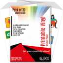 Printable Vinyl Sticker Paper - 30 Sheets 8.5x11 Sticker Paper for Inkjet Printer, Quick-Drying, Waterproof, Vivid Colors & Tear-Resistant, Easy to Cut, Cricut Compatible, DIY Sticker & Labels