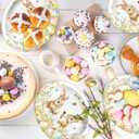 HAKOTI 50Pcs Easter Oval Paper Plates - Easter Decorations Bunny Oval Party Plates Spring Floral Rabbit Tableware Decoration for Birthday,Baby Shower,Spring Holiday Dinner Table Decor
