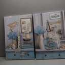 iHAPPYWALL 2 Pieces Nautical Beach Canvas Wall Art Rustic Lighthouse Sailboat Coastal Still Life Teal and Grey Picture for Bedroom Office Home Decor Ready to Hang 16x24inchx2pcs (Teal)