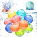 12 Pcs Reusable Water Balloons for Kids, Quick Fill, Self Sealing, Non-Magnetic, Silicone, Refillable Water Balloons, Backyard, Pool, Beach Water Games for Boys & Girls, Water Toys for Kids Ages 4-8