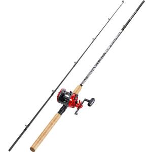 Sougayilang Fiberglass Fishing Rod Combo with Conventional Reel, Durable P-Cork Rod Handle, Medium Heavy for Catfish Salmon and Steelhead