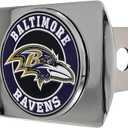 NFL Chrome Metal Hitch Cover with 3D Colored Team Logo by FANMATS - Unique Roundel Molded Design - Easy Installation on Truck, SUV, Car - Ideal Gift for Die Hard Football Fans