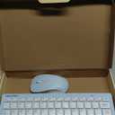 Wireless Keyboard and Mouse Combo, Retro Typewriter Keyboard with Round Keycaps, 2.4GHz USB Cute Wireless Keyboard Mouse for Computer, Desktop, Laptop (Blue Colorful)