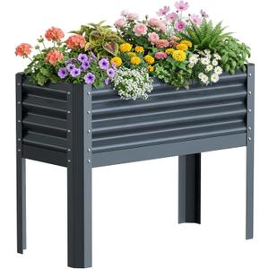 Galvanized Raised Garden Bed with Legs, 40x18x31.5inch Large Metal Elevated Planter Box for Outdoor, Patio, Balcony, Black