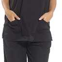Just Love Women's Six Pocket Medical Scrubs Set (V-Neck with Cargo Pant) (Medium, Black)