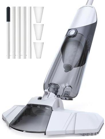 Pool Vacuum for Above Ground Pool with Flexible Head for Curved, 18.5gal/min Strong Suction, Rechargeable Cordless Handheld Pool Vacuum for Inground Pools, 60Mins Runtime