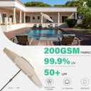 JEAREY 9' 2-Tiers Patio Umbrellas Outdoor Market Table Umbrella w/Push Button Tilt/Crank, 8 Sturdy Ribs, UV Protection Waterproof Sunproof(Beige)