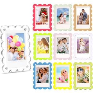 10 Pack Acrylic Fridge Magnetic Frame for Polaroid, 2.36x3.54 In Mini Picture Frames Colorful for Fujifilm Instax Mini, 2 Sided Photo Refrigerator Magnet Picture Display Clear Frame Petal