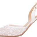 High Heels Front Cover Back Strap High Heel Sandals Women French Lace Wedding Party High Heels (5, White6.5cm)