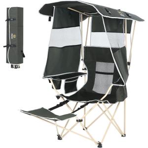 Nice C Chair with Canopy, Umbrella Chairs, Chair with Shades, Sports Chairs, w/Removable Footrest, Cooler Bag, Cup Holder for Camping, Fishing, Sports, Soccer, Beach (1-P Green)