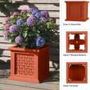 Rattan Style Outdoor Planter Box - 14.65-Inch-Square Decorative Flower or Plant Pot - Garden, Patio and Front Porch Decor by Pure Garden (Terracotta)