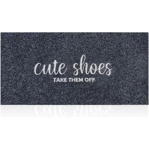Welcome Mats for Front Door Mats Cute Shoes Take Them Off for Home Entrance with Rubber Backing Mats Heavy Duty Entryway Doormat for Floor Laundry Rooms Mudrooms Garage 47 x 18 Grey