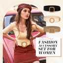Syhood 3 Pieces Straw Woven Elastic Waist Belt for Women Bohemian Dress Braided Belt