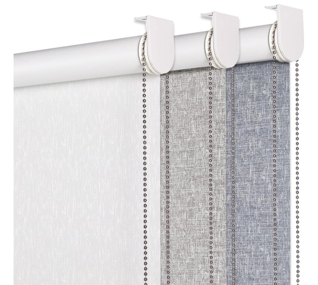 Persilux 100% Blackout Roller Shades Window Blinds (72" H x 42" W, Grey) Striped Jacquard Thermal Insulated UV Protection Privacy Large Window Shades for Patio Door, Easy to Install