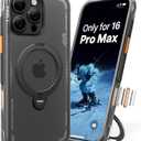TORRAS Ostand Q3 Air for iPhone 16 Pro Max Case with 360 Magnetic Stand, Fit for MagSafe, Military Grade Drop Tested, Camera Control Button, Shockproof Phone Case for iPhone 16 Pro Max 6.9", Black