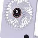 Personal Battery Operated Desk Fan, Rechargeable Fan, 2000mAh Battery, Power Display and 180 Tilt Folding, Ultra Quiet and Portable, Office, Camping, in Car (White), Compact