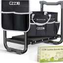 Garden Kneeler and Seat, Wider and Thicker Kneeling Pad Heavy Duty Gardening Stool with Gardening Tool Pouch and Bag, Garden Bench/Chair Gifts for Women, Seniors (Black & Gray)