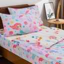 Meeting Story 3pcs Kids Comforter Sets Zipper Bedding Set for Girls,Twin Kid Bedding Set Mermaid Rainbow Comforter for Kid,All in one Zipper BeddingPink Yellow,Twin