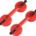 Olympia Tools Glass Suction Cups Heavy Duty Plastic Vacuum Plate Handle Glass Holder Hooks to Lift Large Glass/Tile Suction Cup Lifter/Moving Glass/Pad for Lifting/Dent Puller (2 Pack) (Red)