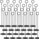 Urban Deco 24PK Table Number Holders Place Card Holders 12 Inch Table Card Holders Steel Card Holders for Photos, Food Signs, Memo Notes, Weddings, Restaurants, Birthdays (Black 24PK)