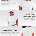 Women's Breathable Workout Top Loose Fit - Moisture Wicking Athletic Shirt, Short Sleeve Gym Tee with Mesh Panels (White, M)