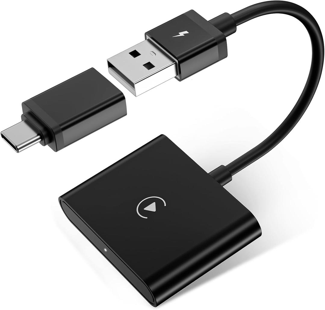 Wireless CarPlay Adapter for Apple Devices 2025 Upgrade, Converts Wired CarPlay to Wireless Dongle Plug and Play Easy Use Fast Stable Connection Control for iPhone iOS 10+ Mini Design for Cars Black