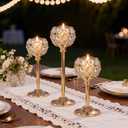 Gold Crystal Tealight Candle Holders Set of 12 (4 Sets) - Tall Bling Bowl Candelabra Centerpieces for Dining Table, Wedding, Party & Fireplace Mantel Decor