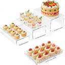 Acrylic Buffet Risers, Food Risers for Buffet Table, Clear Acrylic Risers Display Stand with U Shaped for Catering Supplies, Scalloped Acrylic Serving Tray for Cupcake, Dessert and Party (Clear 4 PCS)
