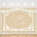 MEHOFOND 7x5ft Cielito Lindo Baby Shower Backdrop Beige Fiesta Cielito Lindo Baby Shower Photography Background Mexican Talavera Wedding Party Decorations Banner Photo Supplies